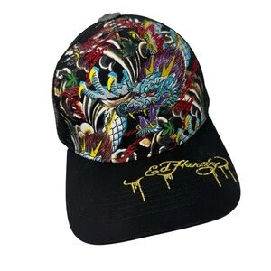Ed Hardy Rhinestone Dragon Trucker Hat Black studs rhinestones NWT